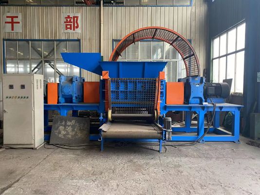 Blue 55Kw Industrial Tyre Shredder Tire Shredding And Recycling